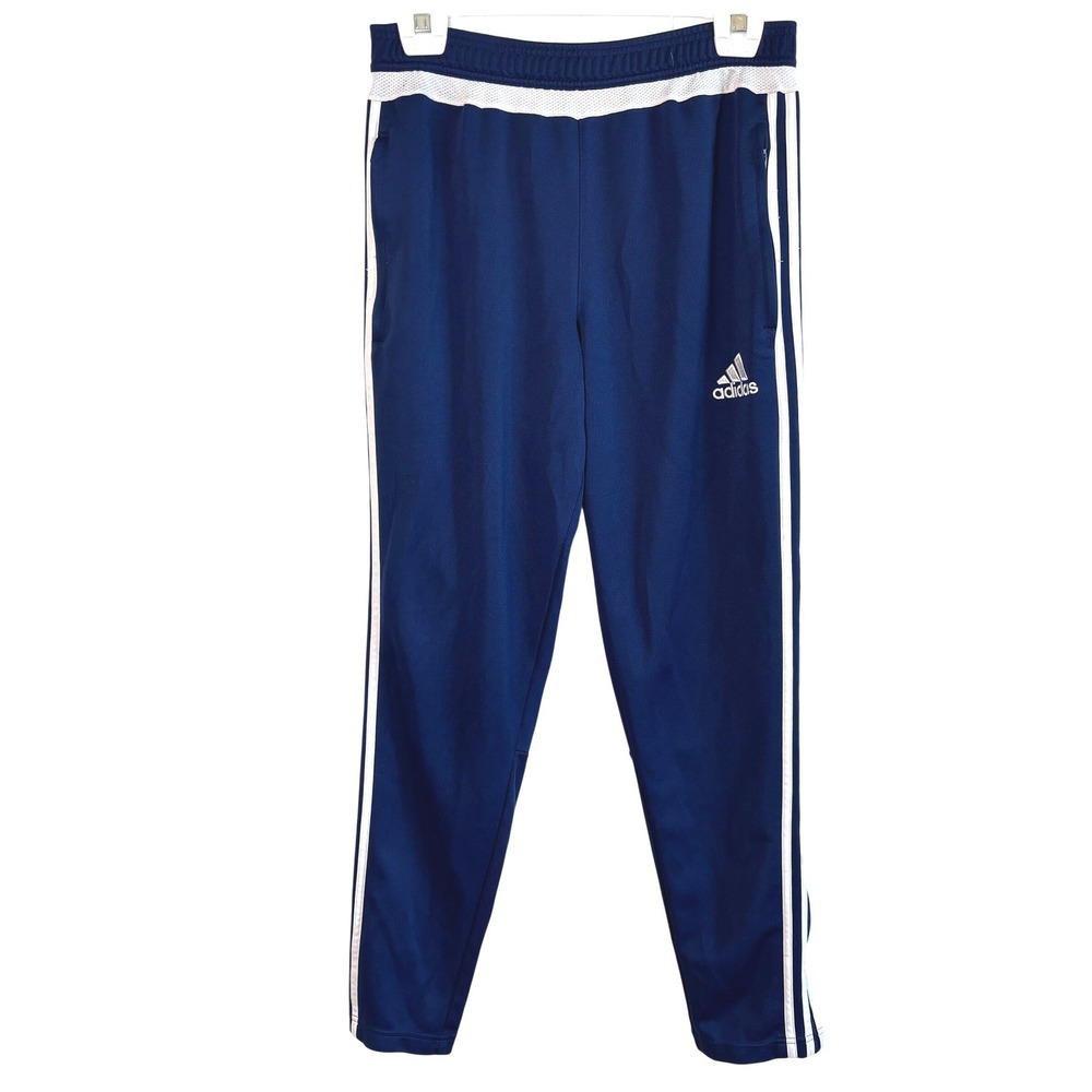 Adidas Track Pants‎ Navy Blue Mens Medium Climacool Tapered Leg 3-Stripe Zipper